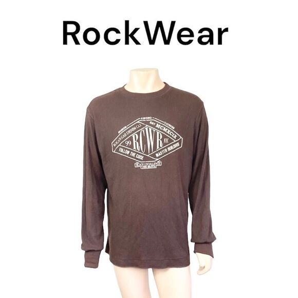 Rocawear Other - Rocawear Men's Brown Thermal Waffle Knit Long Sleeve Logo Graphic Top Size XL